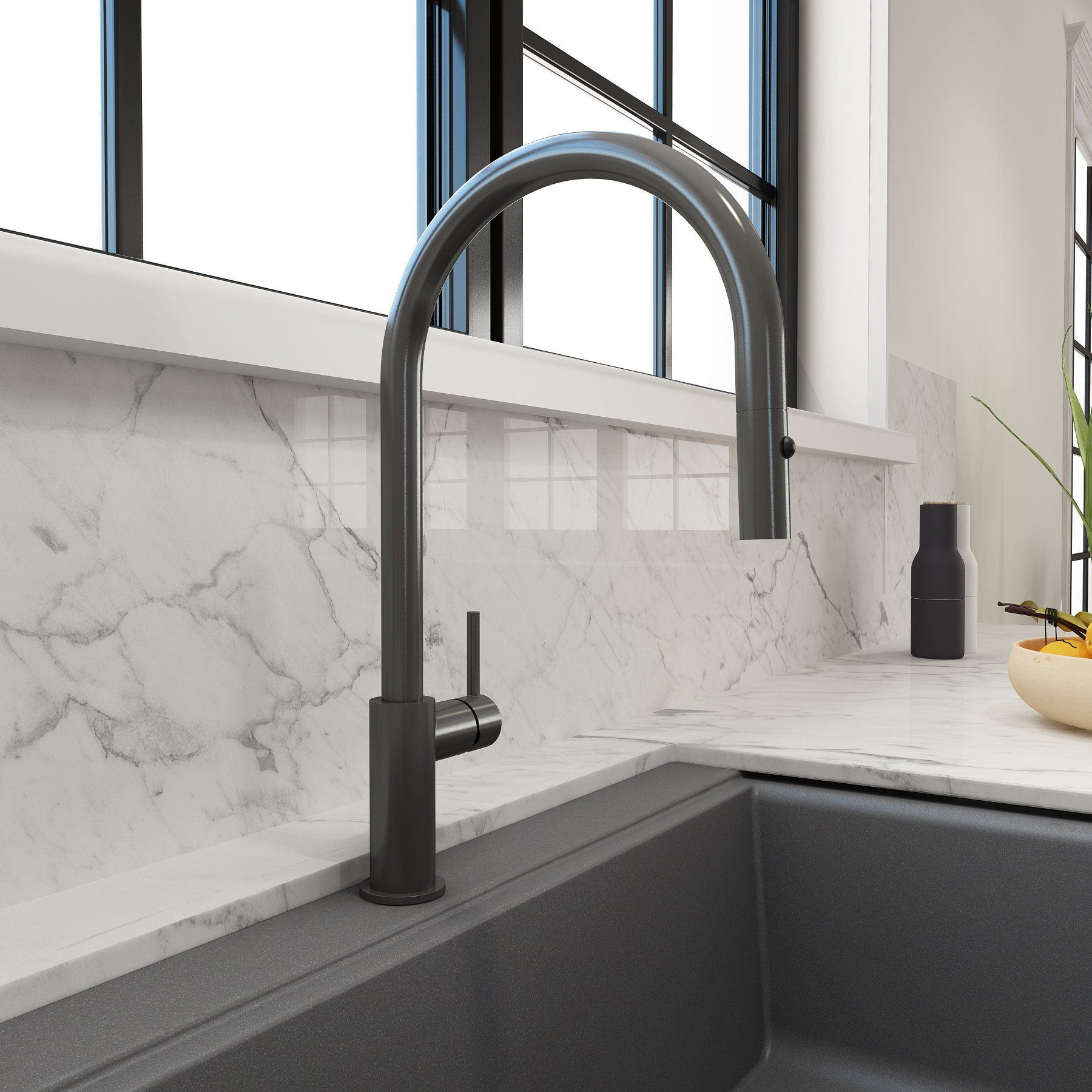 BOCCHI 2028 0001 Baveno Duo Pull-Down Kitchen Faucet