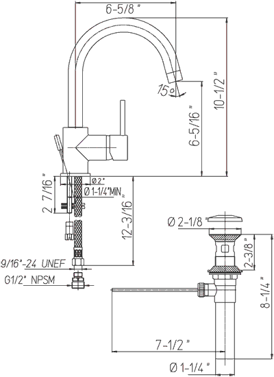 LaToscana 78..250 Single Handle Faucet w/ Popup Drain