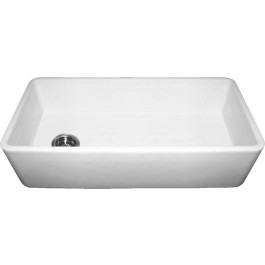 Whitehaus WH3618-WHITE Single Bowl Fireclay Farm Apron Kitchen Sink - White
