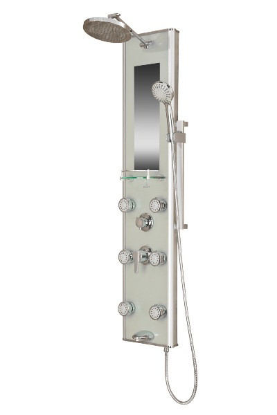 Pulse 1013-GL Kihei II Shower Column - Silver Tempered Glass With Chrome Fixtures