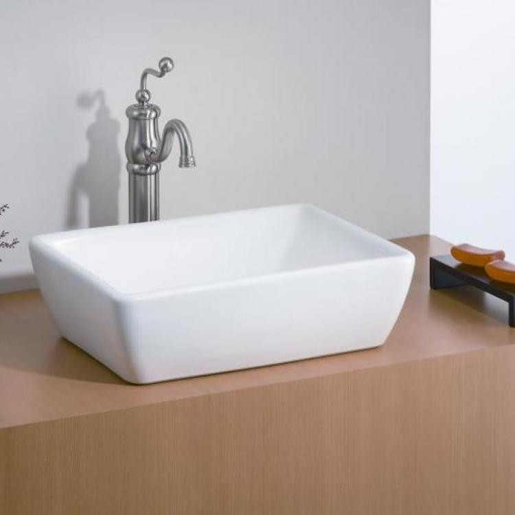 Cheviot 1254-WH Vitreous China Riviera Vessel Square Sink in White