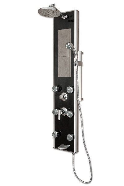 Pulse 1022-B Leilani Shower Column - Black Tempered Glass With Chrome Fixtures