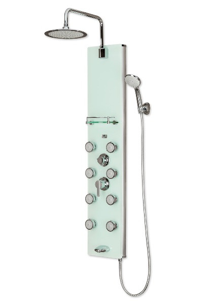 Pulse 1030 Lahaina Shower Column - White Tempered Glass With Chrome Fixtures