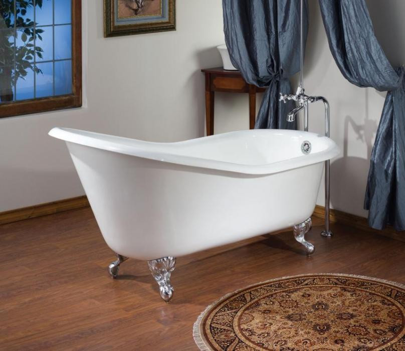 Cheviot 2108-WW Slipper Cast Iron Bathtub with Continuous Rolled Rim
