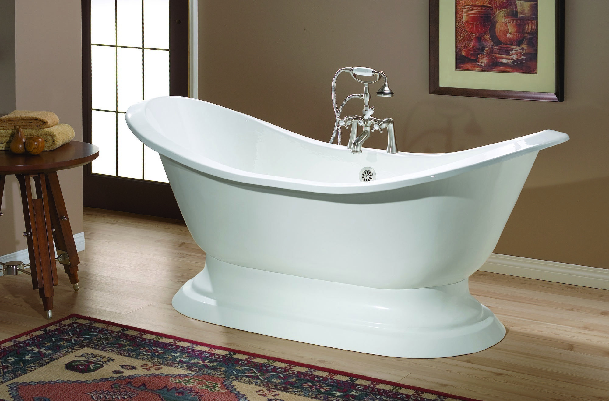 Cheviot 2151-BB-0 Regency Cast Iron Oval Bathtub in Biscuit with Pedestal Base