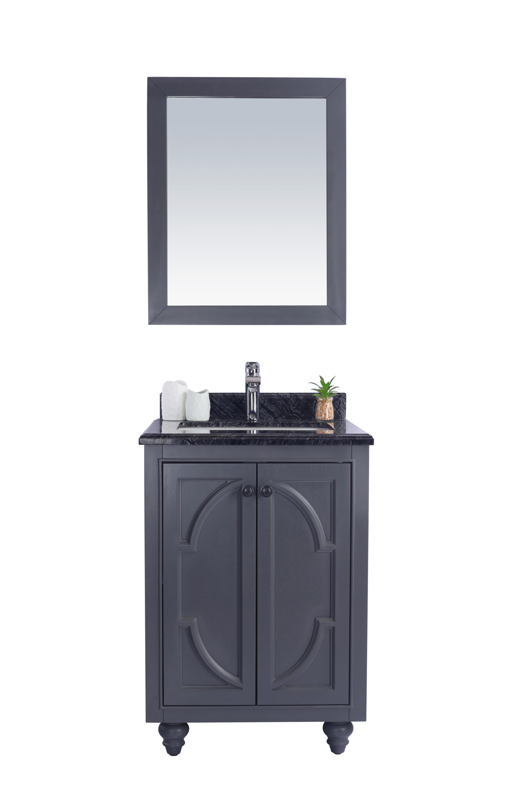 Laviva 313613-24G-BW Odyssey 24" Maple Grey Bathroom Vanity with Black Wood Marble Countertop