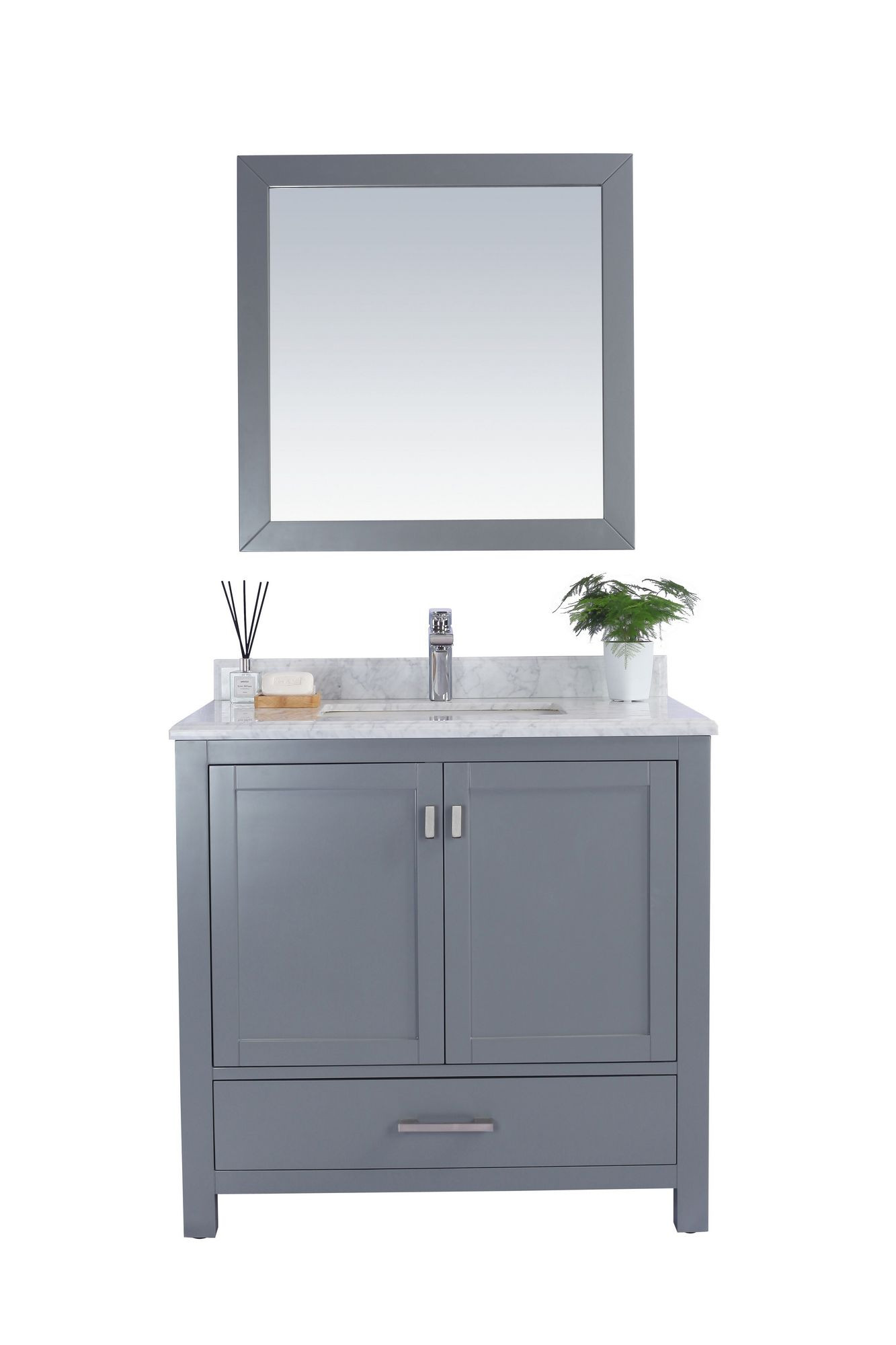 Laviva 313ANG-36G-WC Wilson 36" Grey Vanity With White Carrara Countertop
