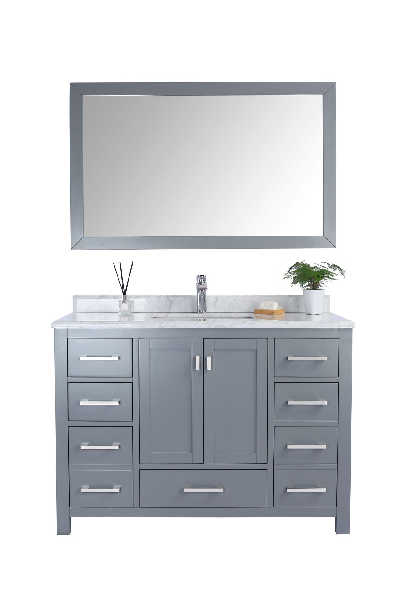Laviva 313ANG-48G-WC Wilson 48" Grey Vanity With White Carrara Countertop
