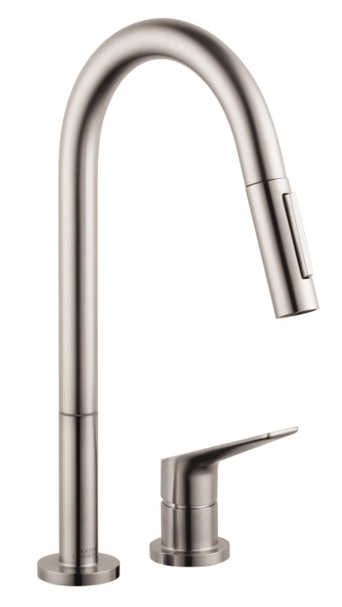 AXOR 34822801 M Pull-Down Steel Optik Kitchen Faucet with Magnetic Docking