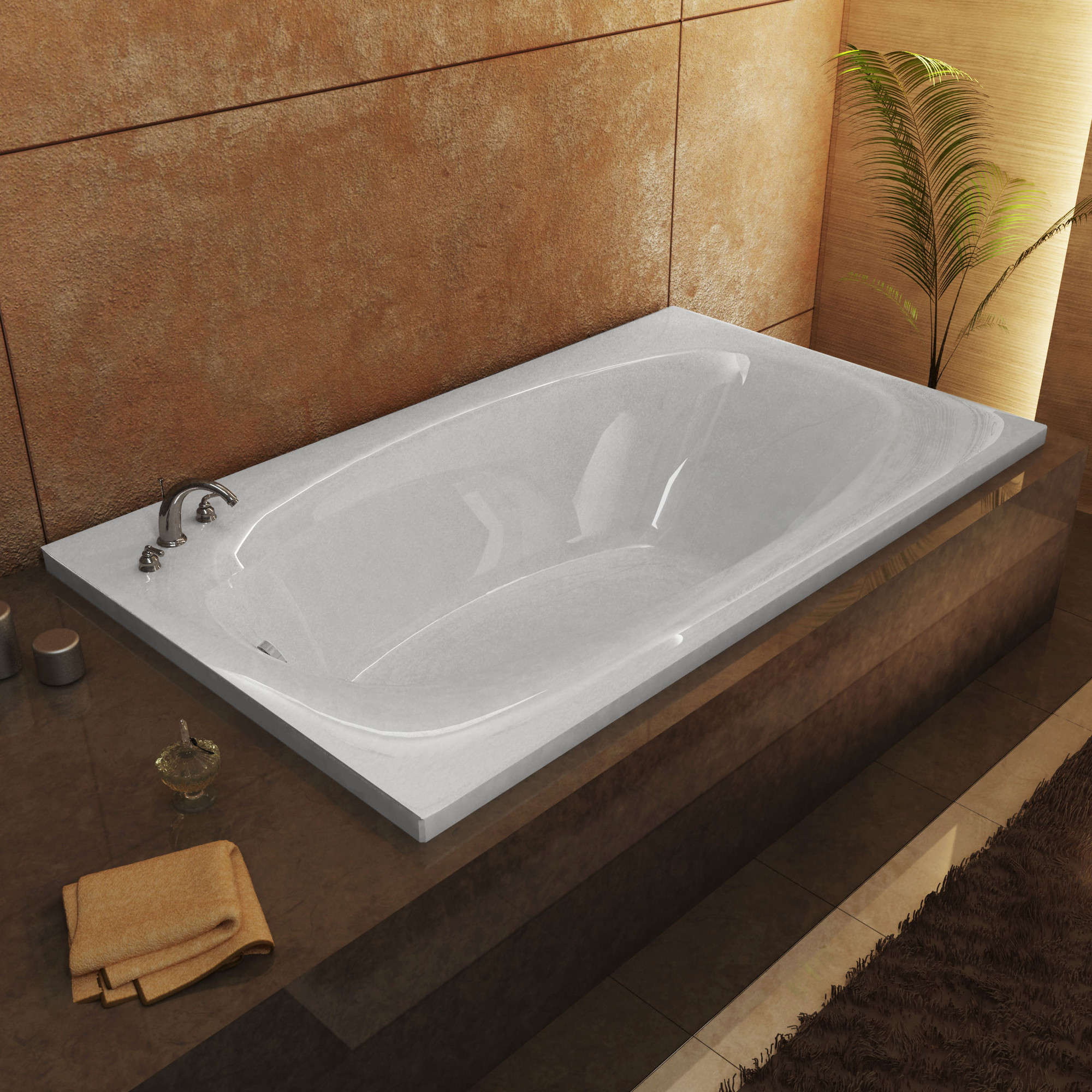 MediTub 3672P Polaris Rectangular Soaking Bathtub With Reversible Drain