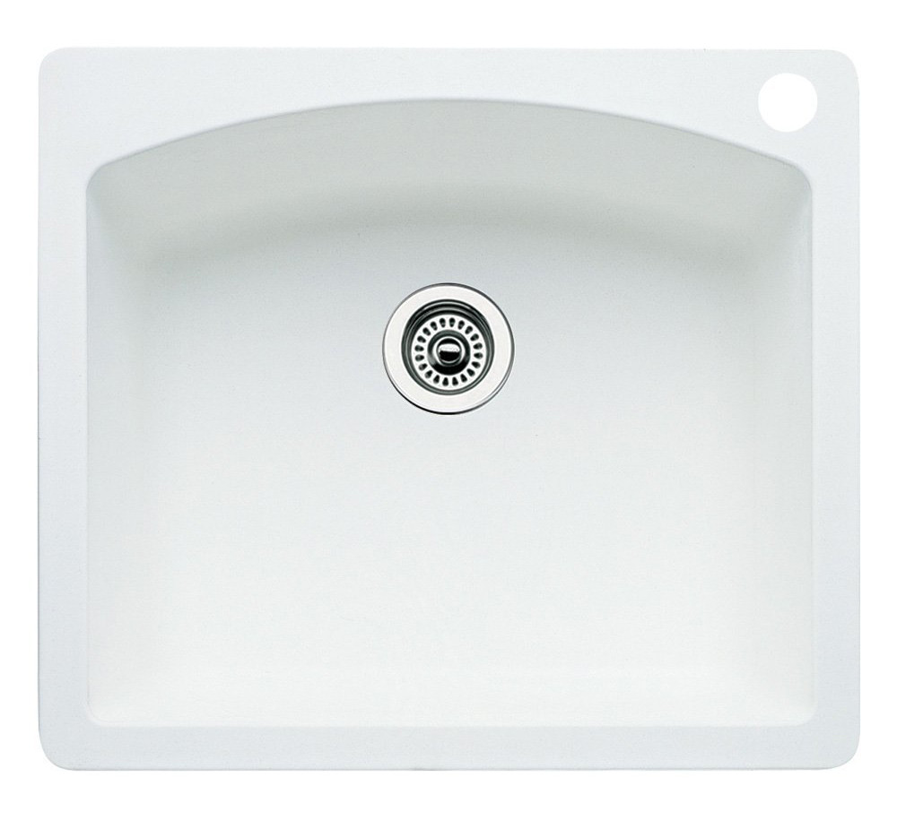 Blanco 440211 Diamond Single Bowl SILGRANIT Drop In Kitchen Sink in White