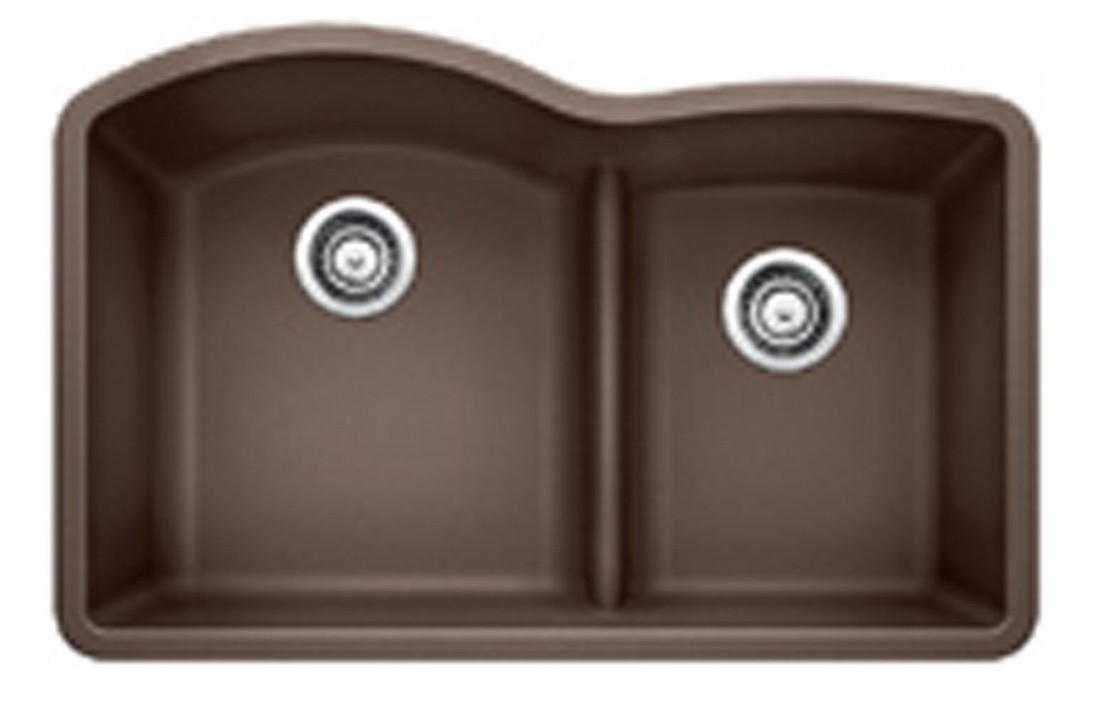 Blanco 441597 Diamond 1 3/4 Low Divide Double Bowl Undermount Kitchen Sink in Cafe Brown