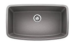 Blanco 441775 Valea Super Rectangular Single Bowl Undermount Kitchen Sink in Metallic Gray
