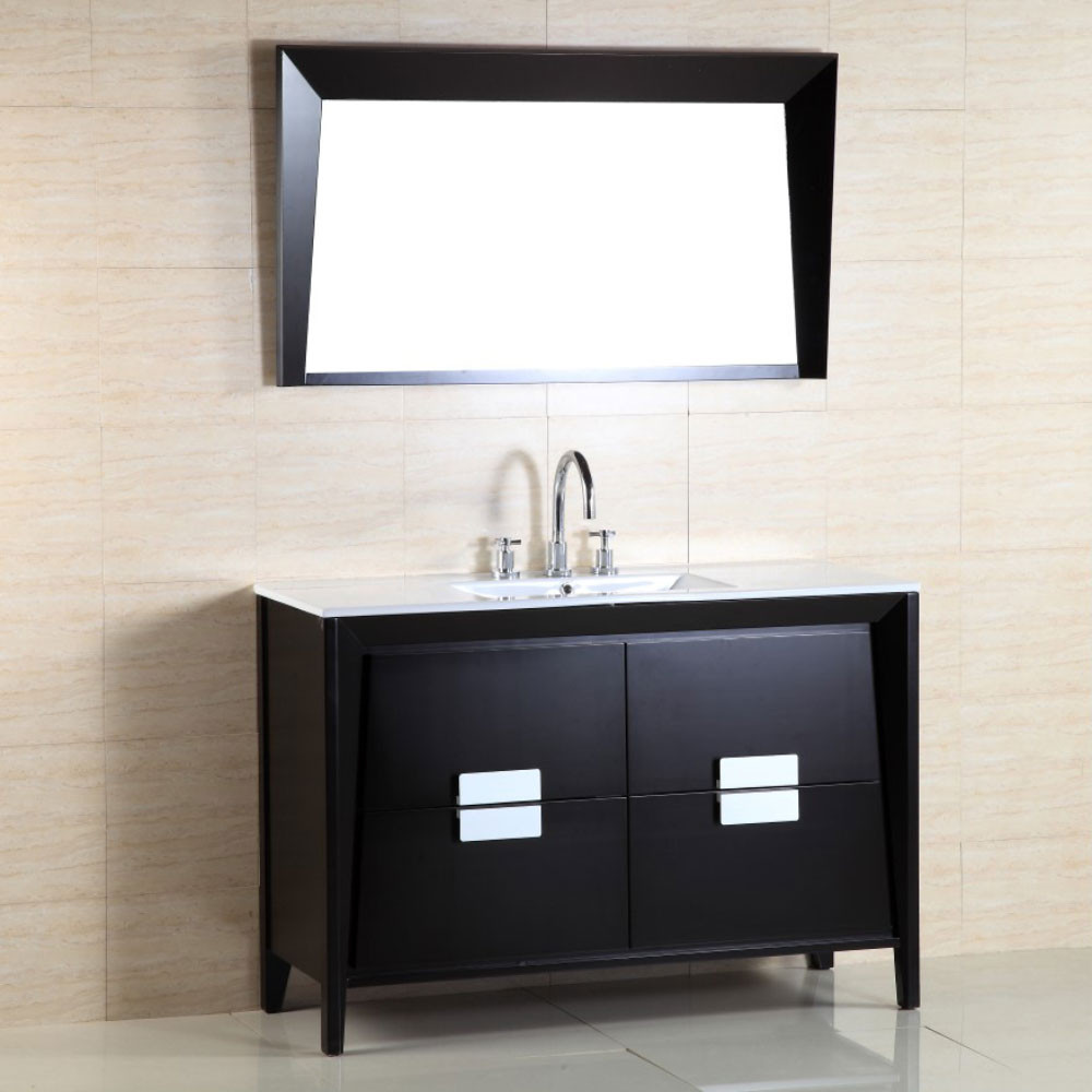Bellaterra Home 500410-ES-WH-48S 48-Inch Single Sink Vanity Dark Espresso