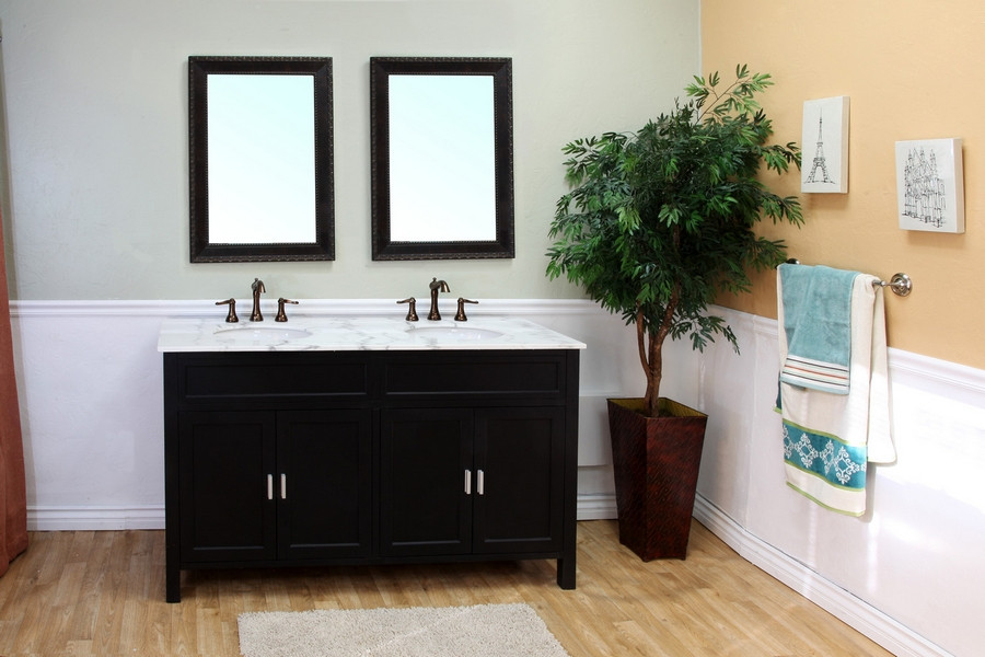 Bellaterra Home 600168-60B Ebony 60 Inch Double Basin Vanity with Marble Top