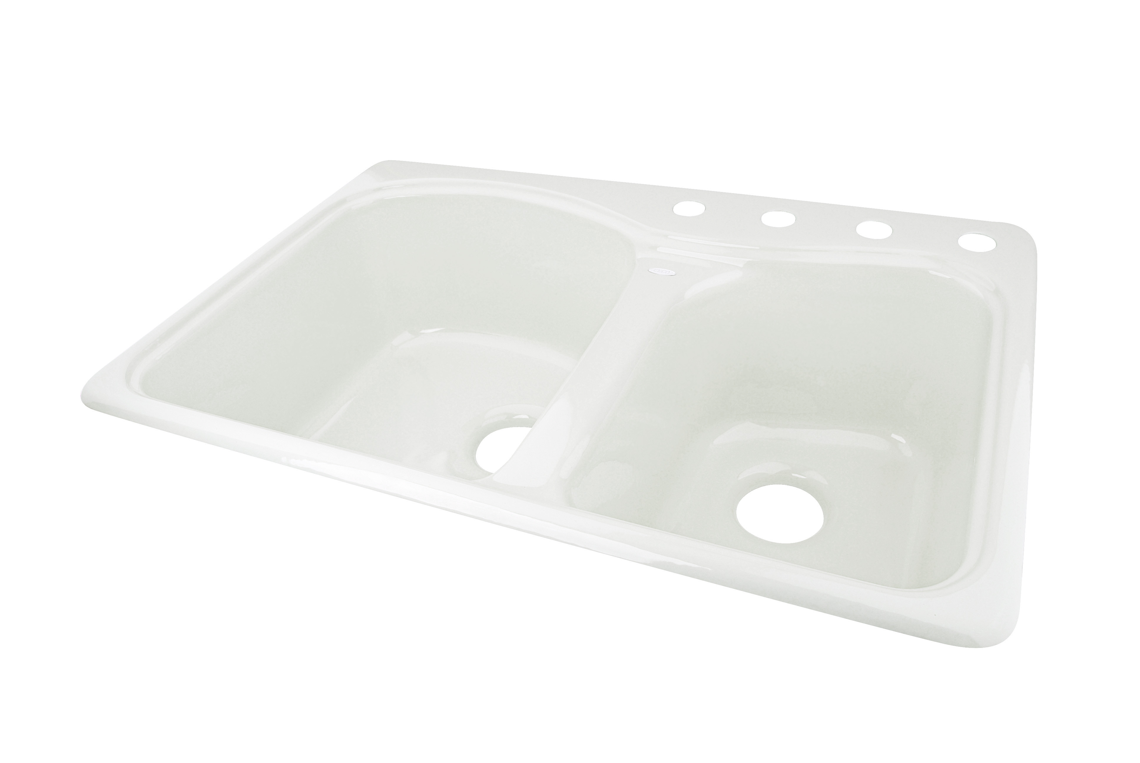 Almond CECO 775-4 Extra Deep 33'' x 22'' Self-Rimming Heavy Cast Iron Kitchen Sink