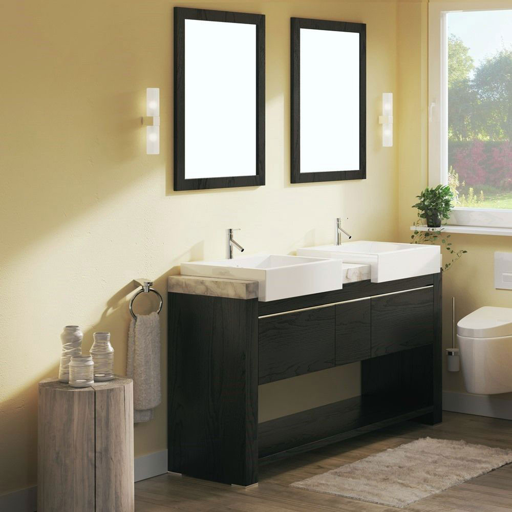 Bellaterra Home 804375A-BL 57.75-Inch Double Sink Vanity Wood Black