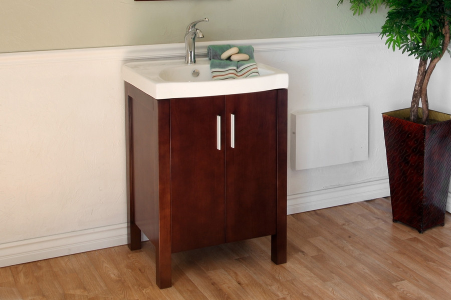 Bellaterra Home 804381 23.8 Inch Single Sink Vanity in Dark Walnut Wood