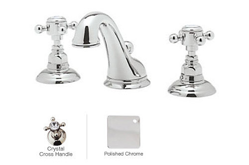 Rohl A1408XCAPC-2 Crystal-Cross Viaggio C-Spout Widespread Lavatory Faucet