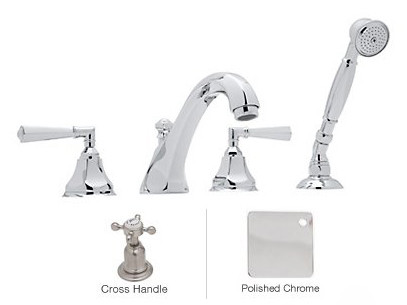 Rohl A1904XMAPC Widespread Tub Faucet with Hand Shower In Polished Chrome