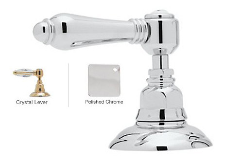Rohl A2716LCAPC Country Bath Crystal Lever Handle 2-Direction Diverter in Polished Chrome