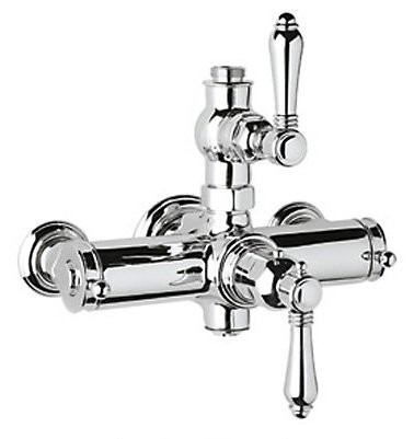 Rohl A4917LMAPC Country Bath Metal Lever Handles Exposed Thermostatic Shower in Polished Chrome