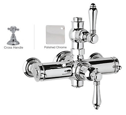Rohl A4917XMAPC Country Bath Metal Cross Handles Exposed Thermostatic Shower in Polished Chrome