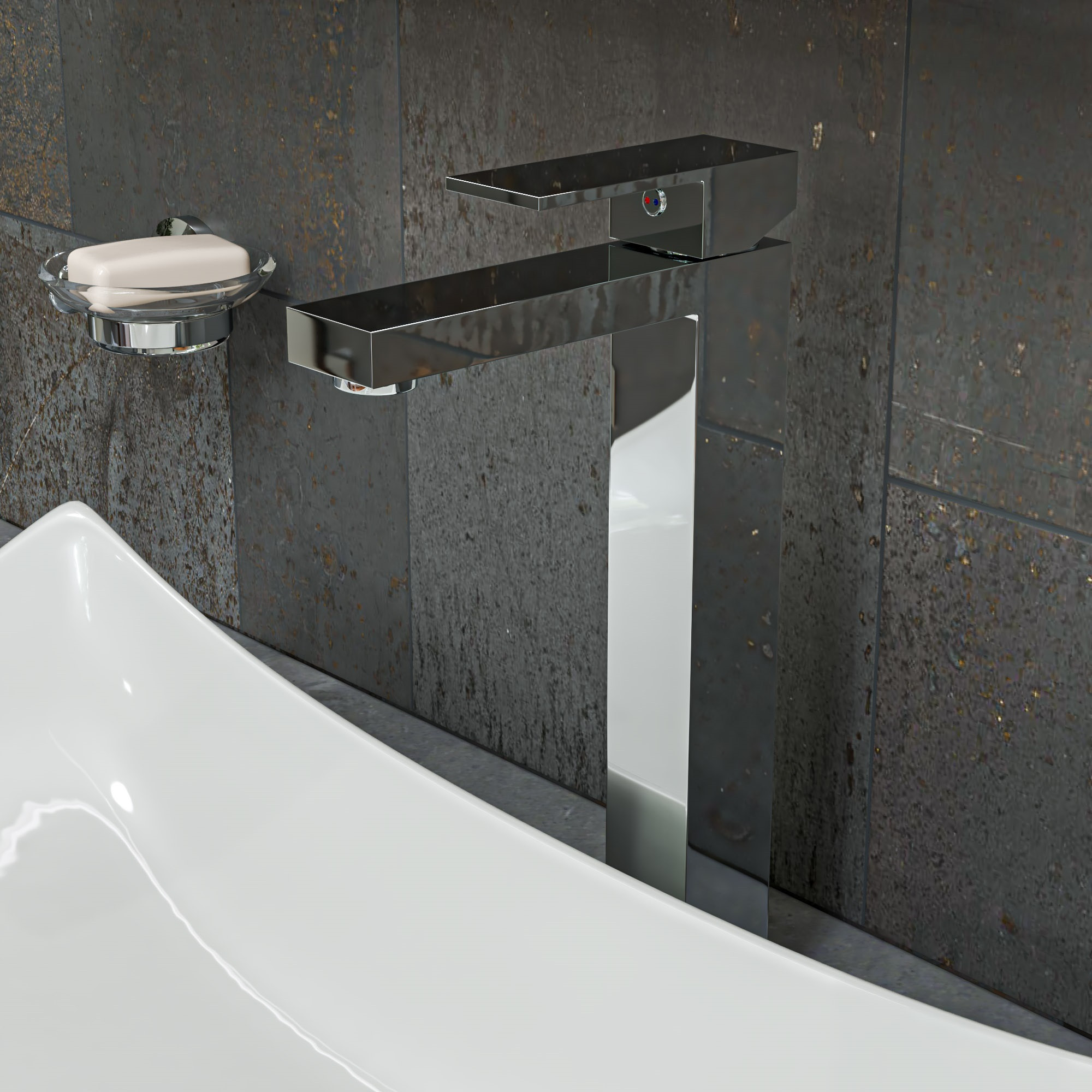 ALFI brand AB1159-PC Single Lever Tall Square Bath Faucet Polished Chrome