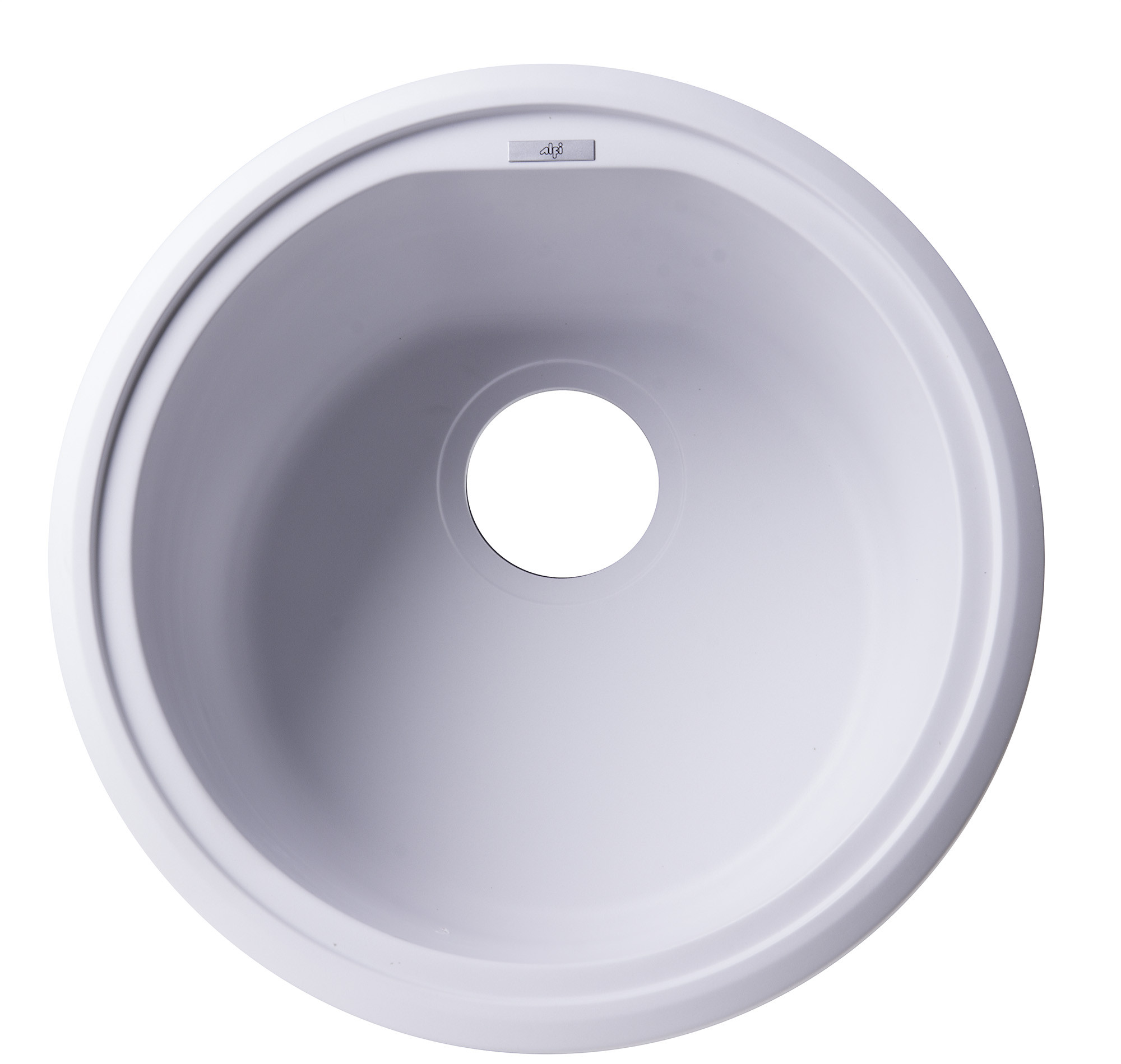 ALFI brand AB1717DI-W White 17" Drop-In Round Granite Kitchen Prep Sink