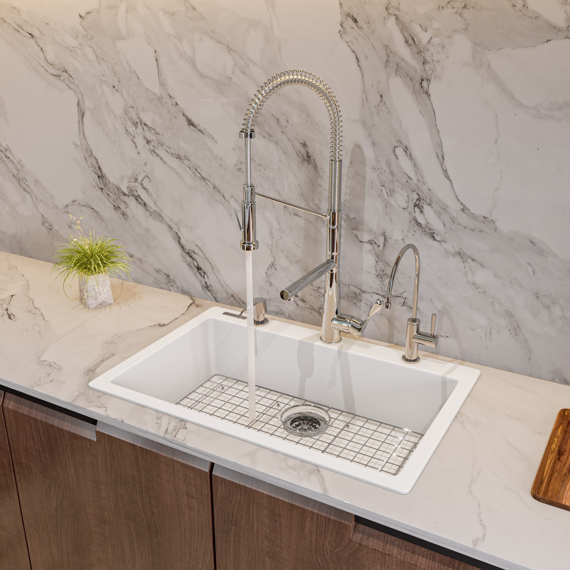 ALFI brand AB3020DI-W White Drop-In Single Granite Composite Kitchen Sink