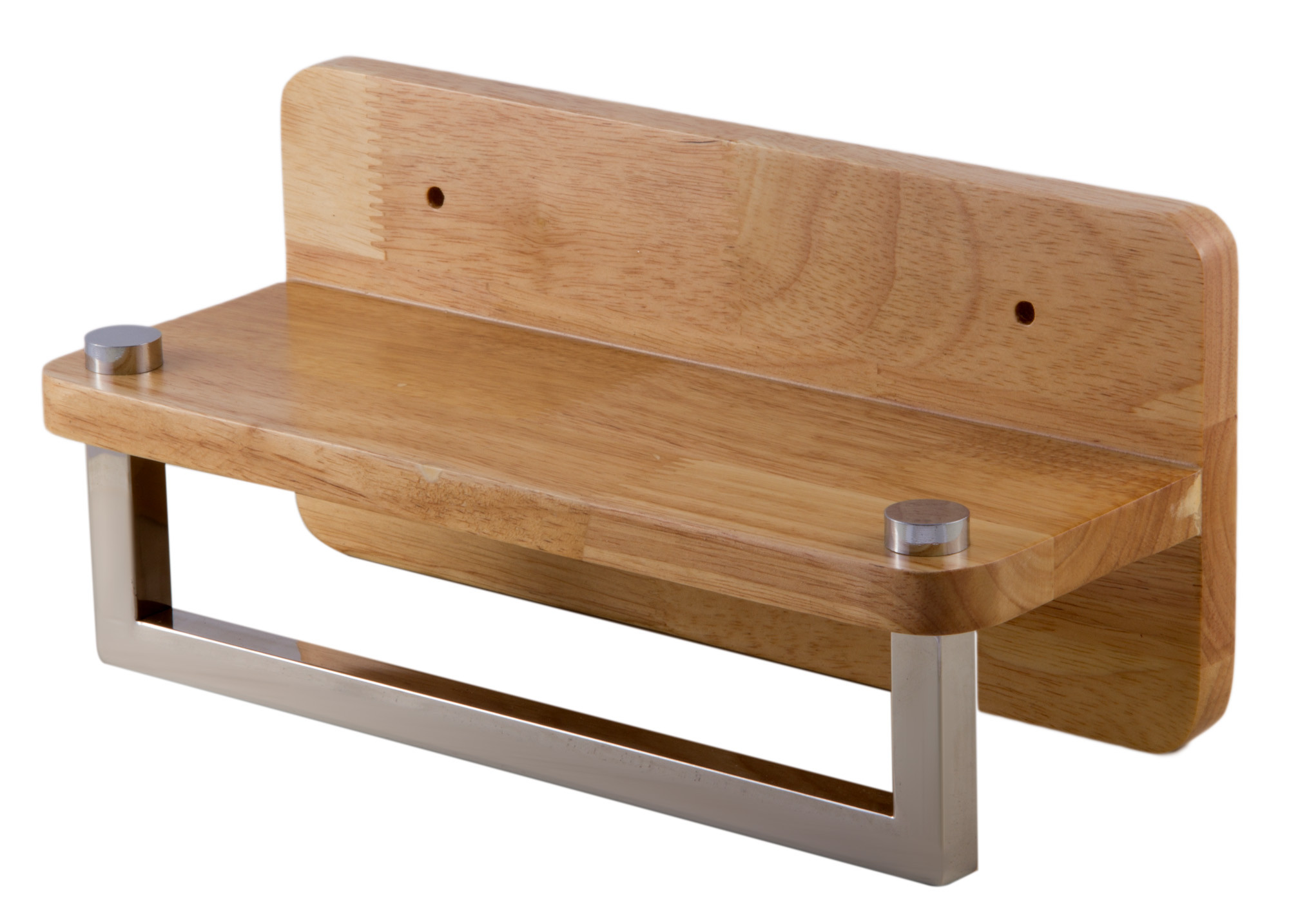 ALFI brand AB5510 12 Inch Small Wooden Shelf With Chrome Towel Bar