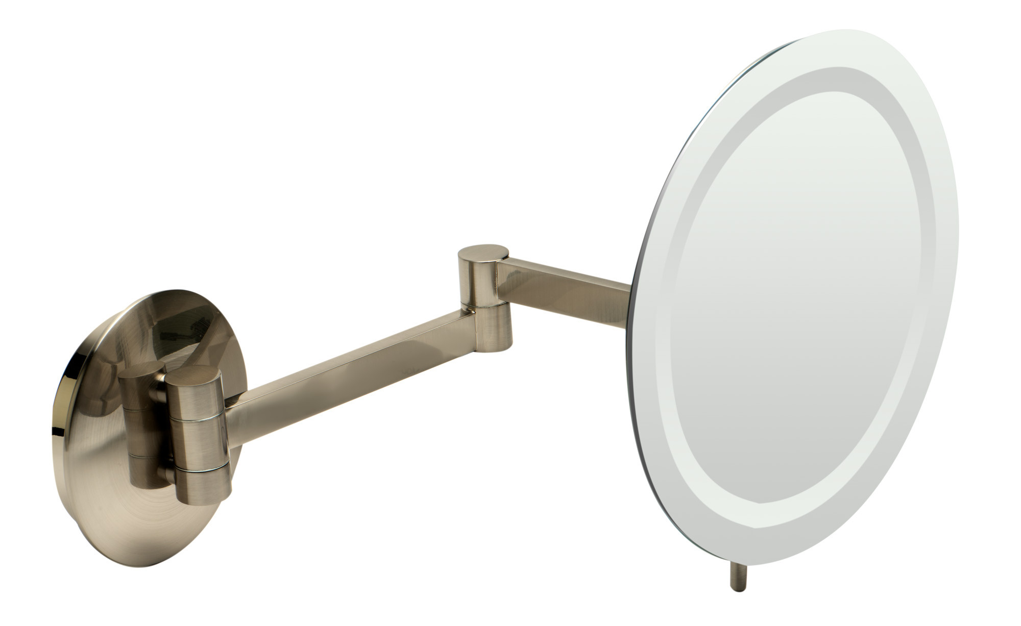 ALFI brand ABM9WLED-BN Brushed Nickel Wall Mount Round 9" Mirror with Light