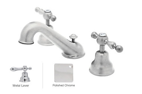 Rohl AC102LM-APC-2 3-Hole  Widespread Faucet With Two Metal Lever Handles