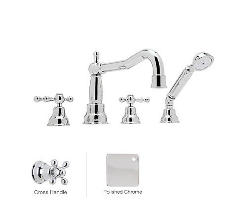 Rohl AC262X-APC -Hole Bathtub Filler With Cross Handles In Polished Chrome 