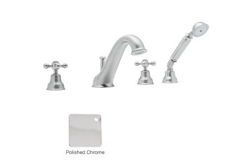 Rohl AC26X-APC 4-Hole Bathtub Filler With Cross Handles In Polished Chrome 