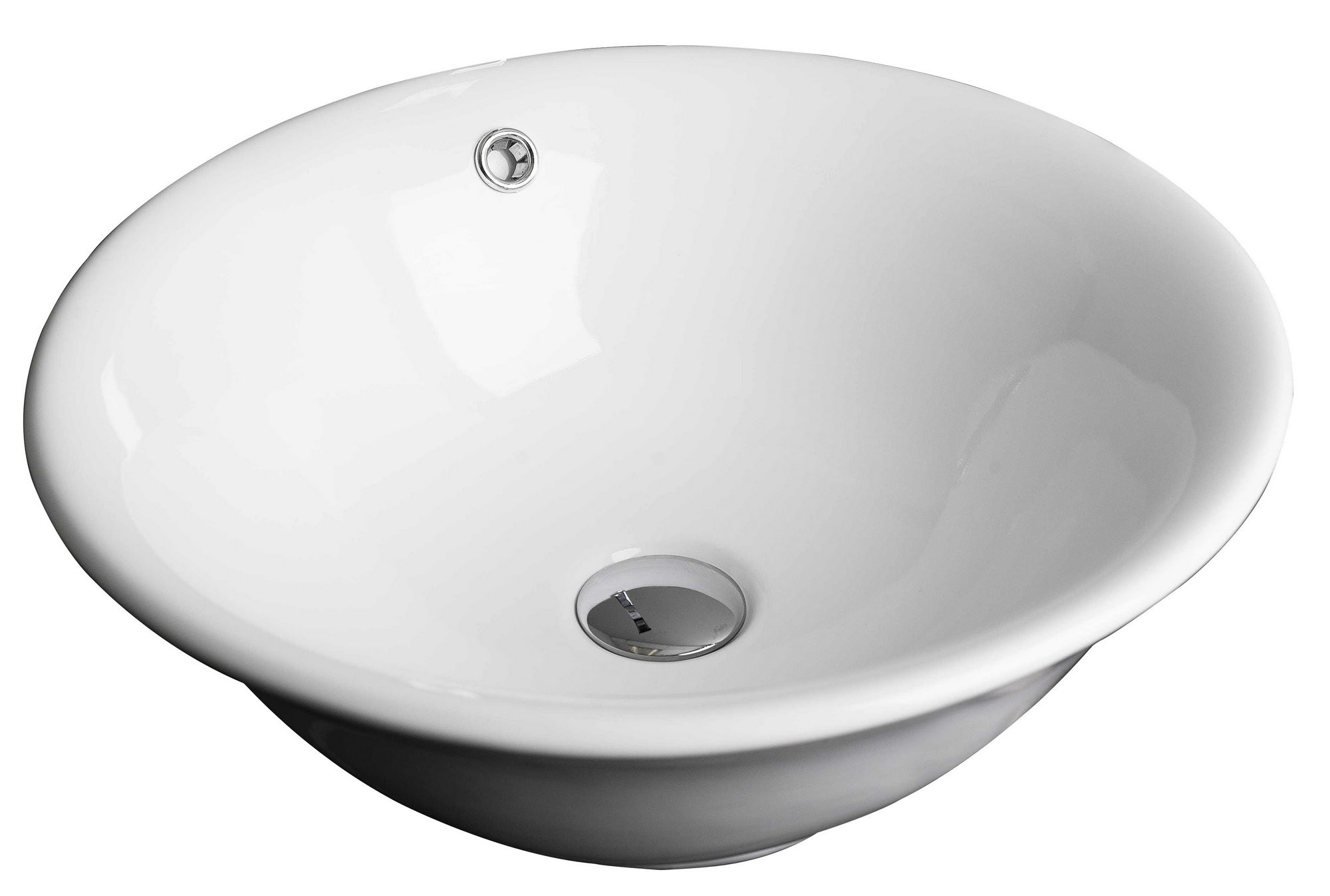 American Imagination AI-134 Above Counter Round Vessel in White For Deck Mount Faucet