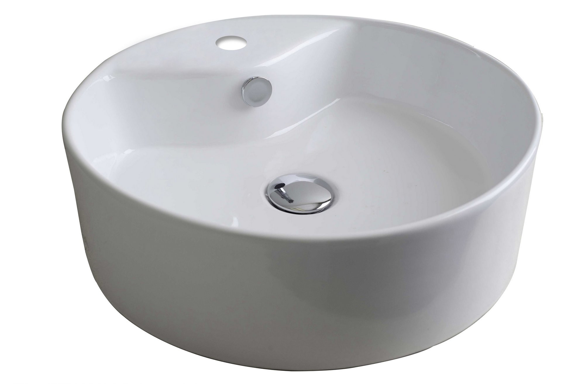 American Imagination AI-146 Above Counter Round Vessel in White For Single Hole Faucet