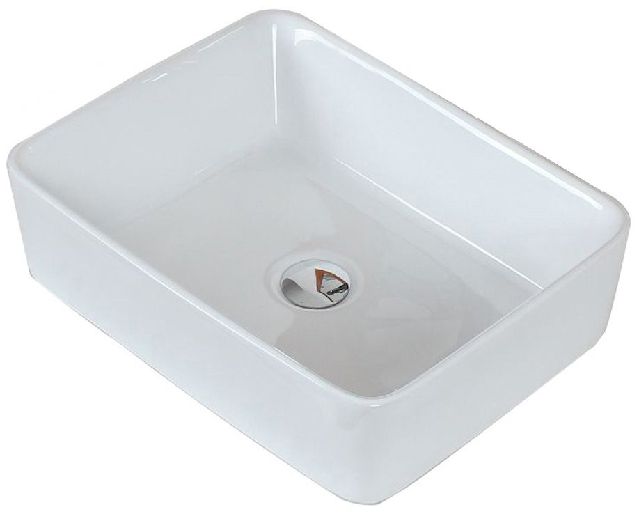 American Imagination AI-155 Above Counter Rectangle Vessel in White For Deck Mount Faucet 