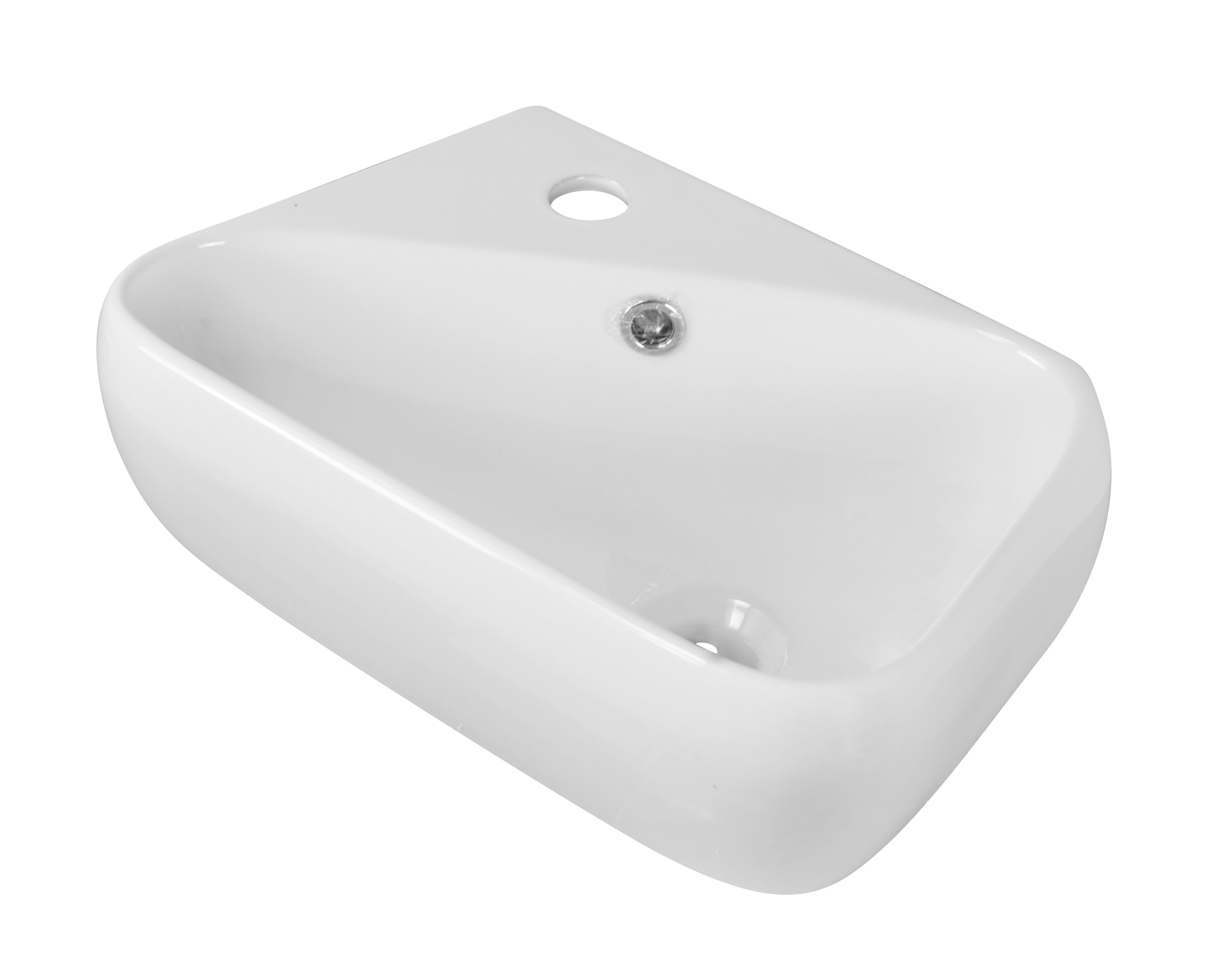 American Imagination AI-1758 Above Counter Rectangle Vessel In White For Single Hole Faucet