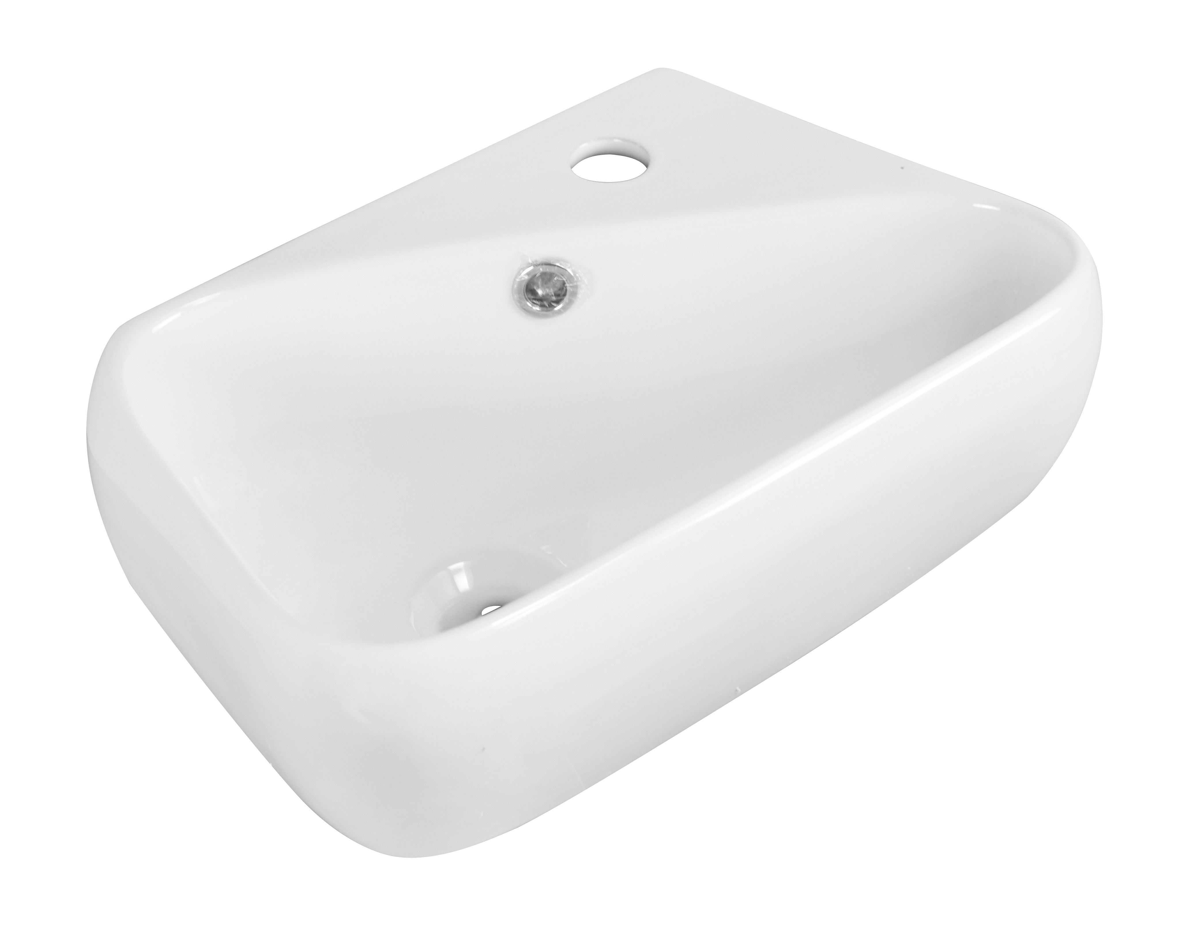 American Imagination AI-1761 Wall Mount Rectangle Vessel In White For Single Hole Faucet