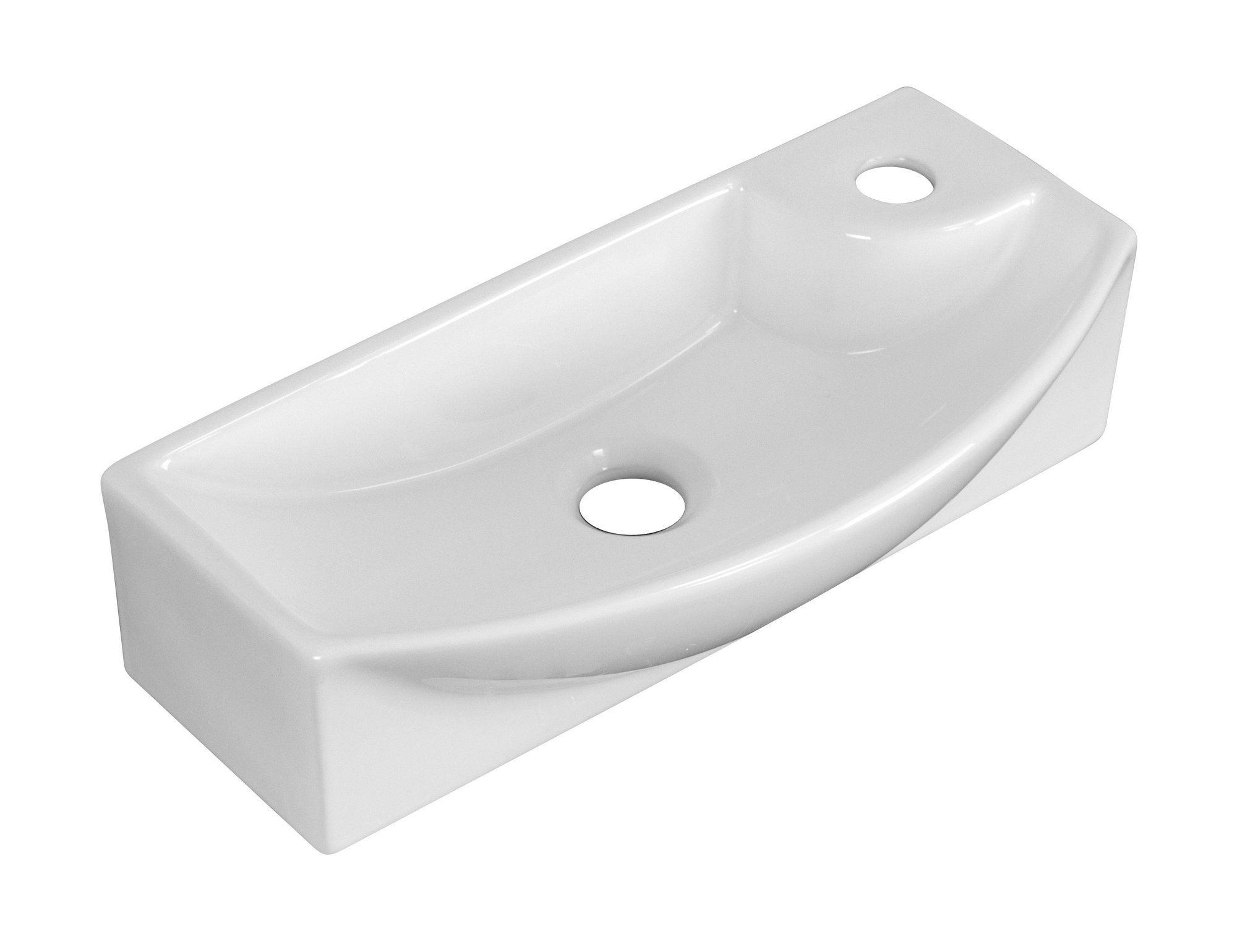 American Imagination AI-1769 Above Counter Rectangle Vessel In White For Single Hole Faucet