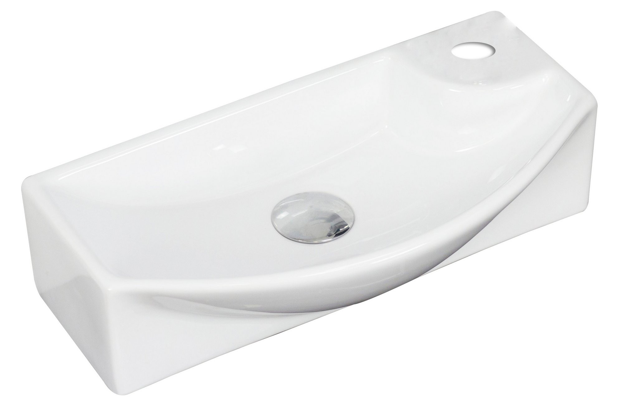 American Imagination AI-1770 Wall Mount Rectangle Vessel In White For Single Hole Faucet
