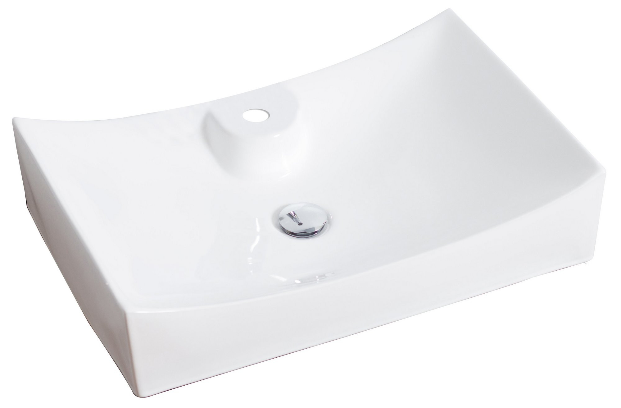 American Imagination AI-226 Above Counter Rectangle Vessel In White For Single Hole Faucet