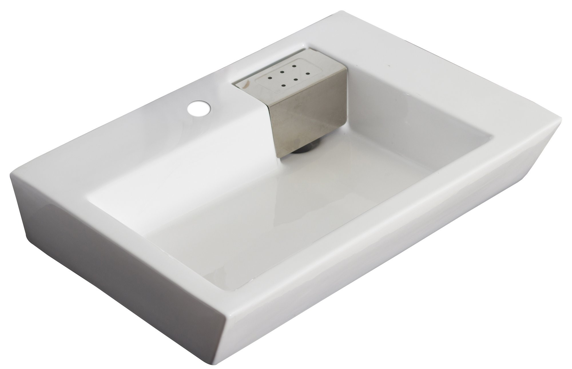 American Imagination AI-240 Above Counter Rectangle Vessel In White For Single Hole Faucet