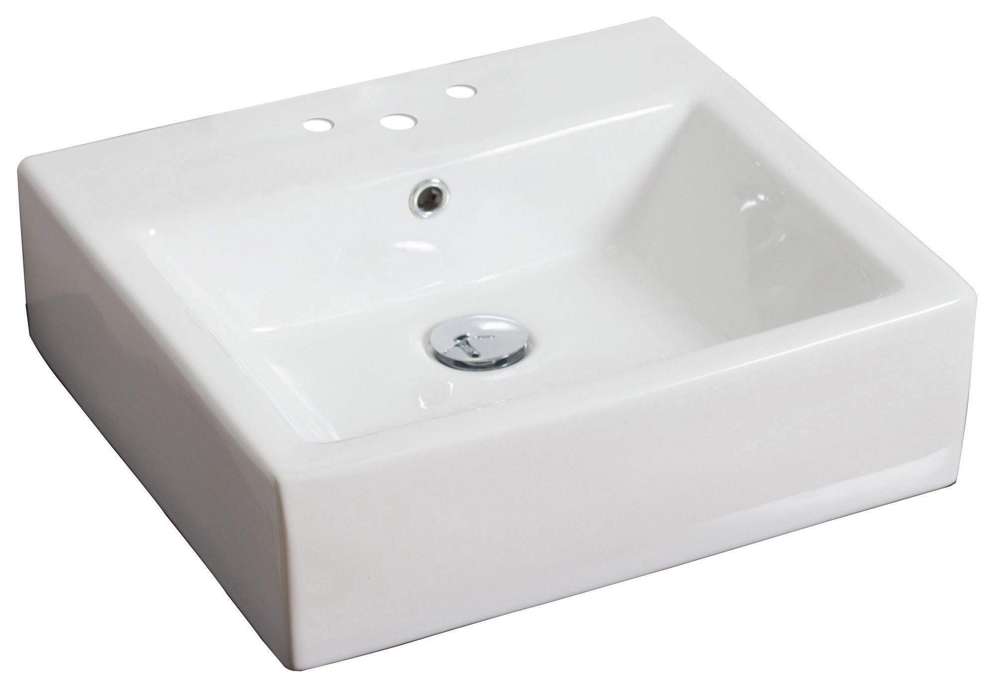 American Imagination AI-438 Above Counter Rectangle Vessel in White For 4-in. o.c. Faucet