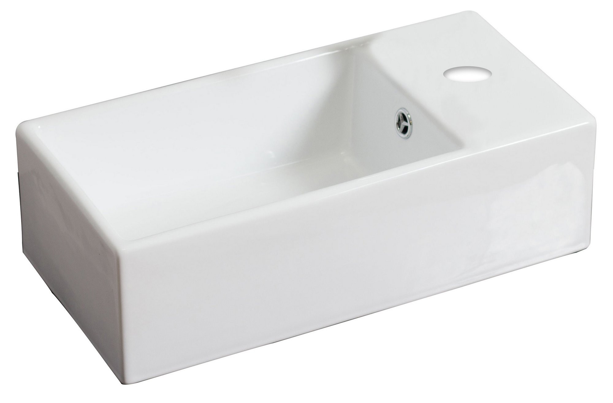 American Imagination AI-582 Above Counter Rectangle Vessel In White For Single Hole Faucet