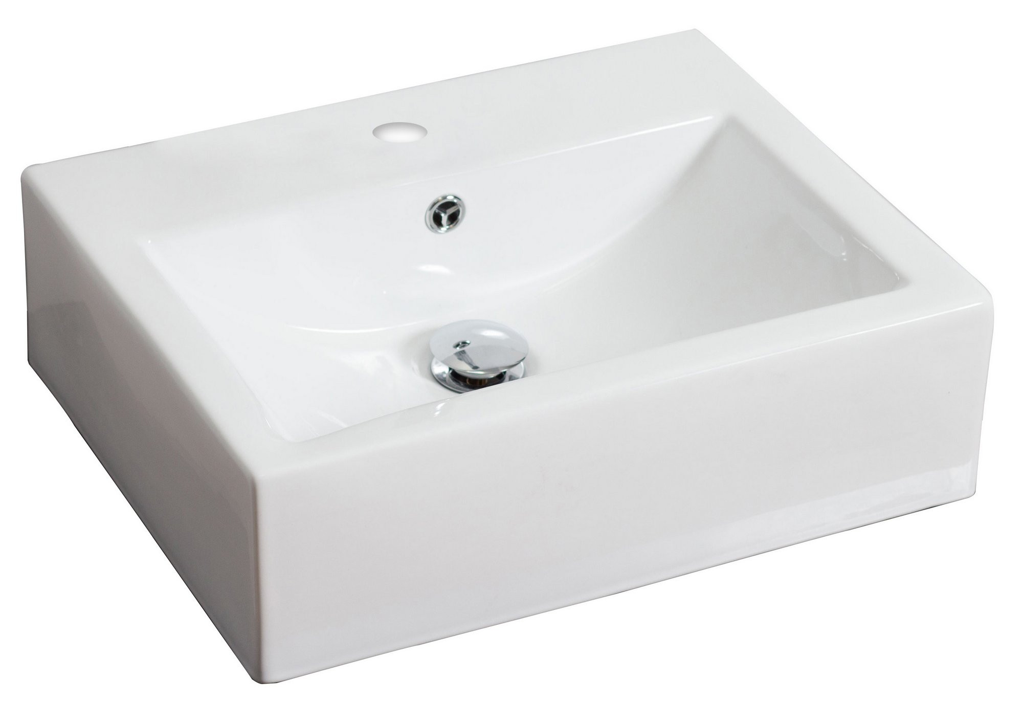 American Imagination AI-592 Above Counter Rectangle Vessel In White Color For Single Hole Faucet
