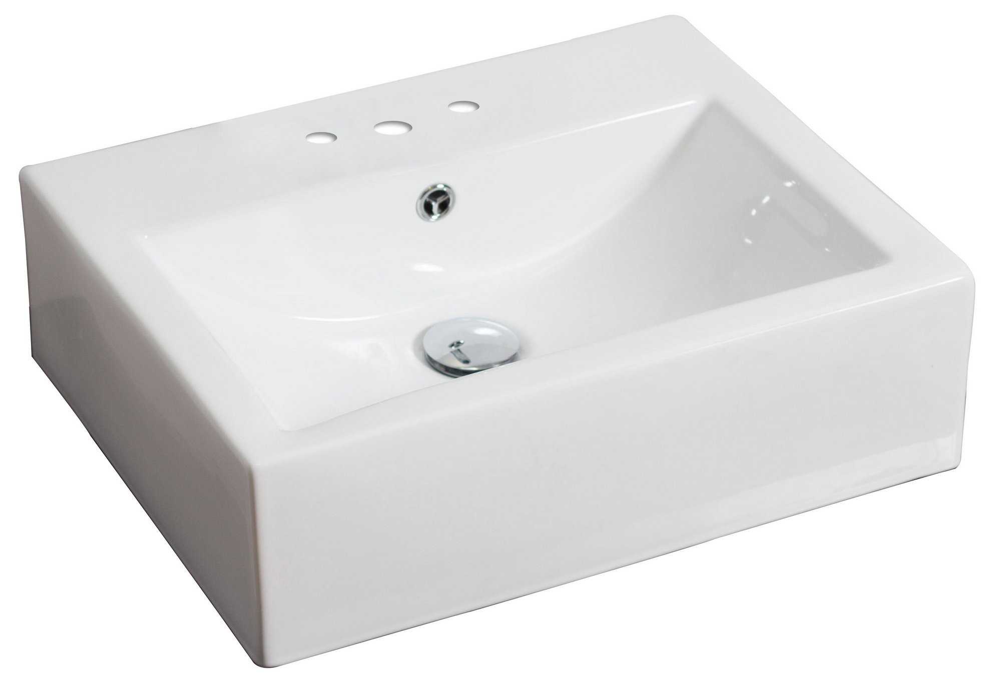 American Imagination AI-593 Above Counter Vessel Sink In White For 4-in. o.c. Faucet