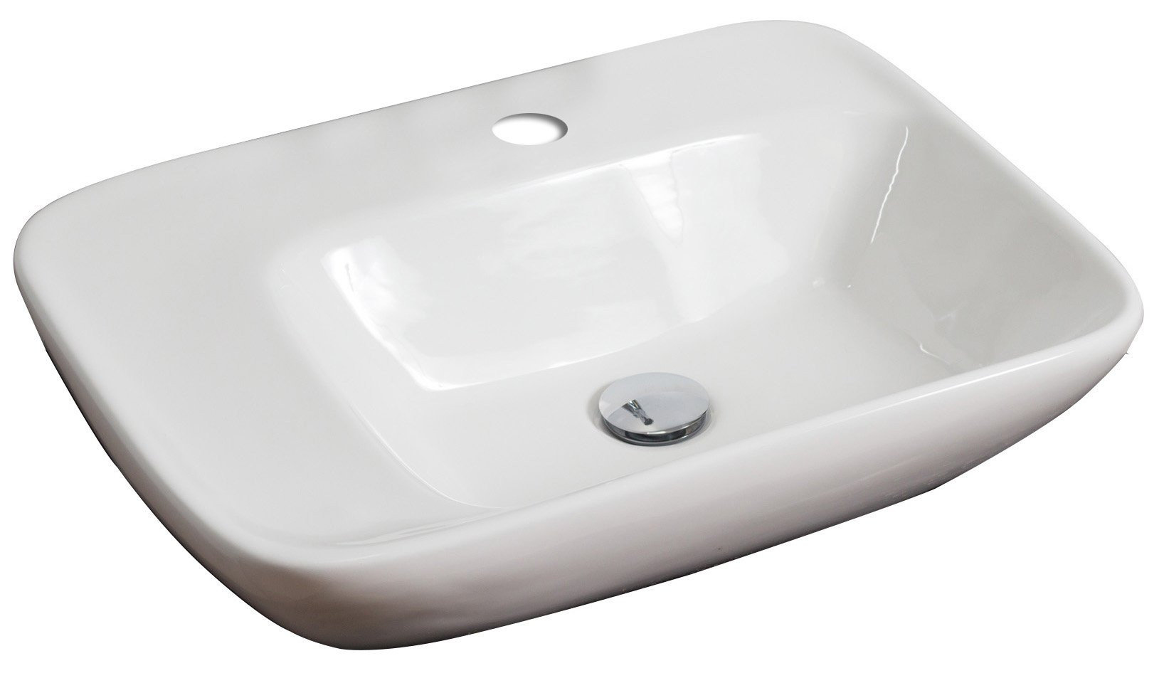 American Imagination AI-599 Above Counter Rectangle Vessel In White Color For Single Hole Faucet