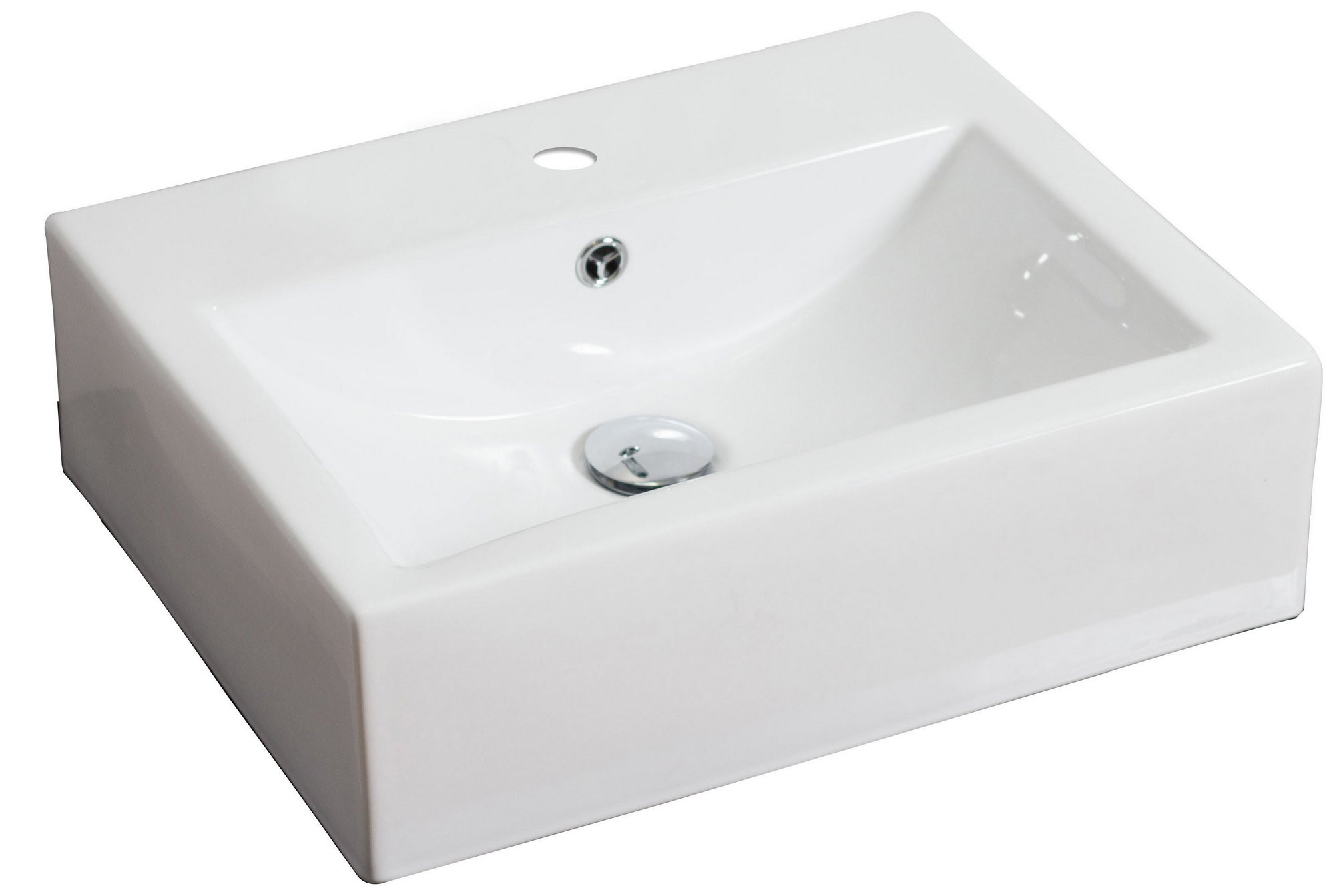 American Imagination AI-685 Wall Mount Rectangle Vessel In White Color For Single Hole Faucet